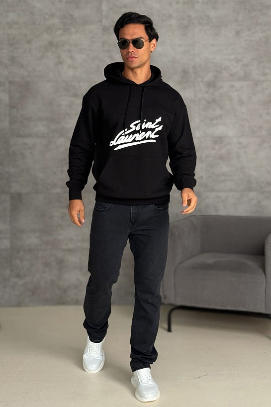 Чёрное худи Saint Laurent Paris logo-print