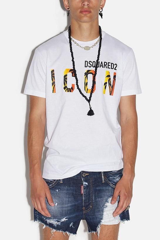 Футболка белого цвета Dsquared2 Icon tropical