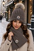 Комплект из шапки и шарфа коричневого цвета Moncler logo-patch