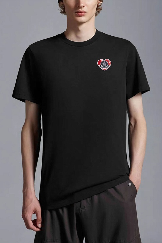 Мужская чёрная футболка Moncler Heart