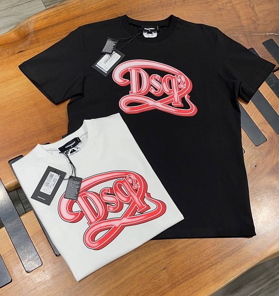 Мужская чёрная футболка Dsquared2 logo-print