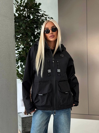 Женская нейлоновая ветровка Chanel premium - Black   