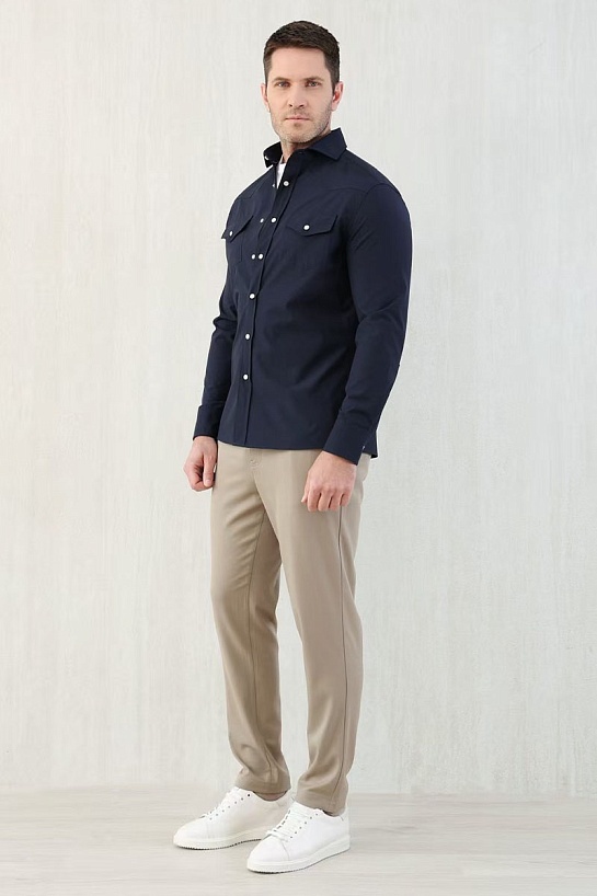 Мужская тёмно-синяя рубашка Brunello Cucinelli Premium