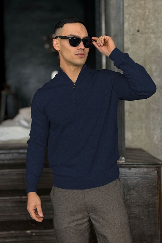 Мужской джемпер Hugo Boss quarter zip - Navy