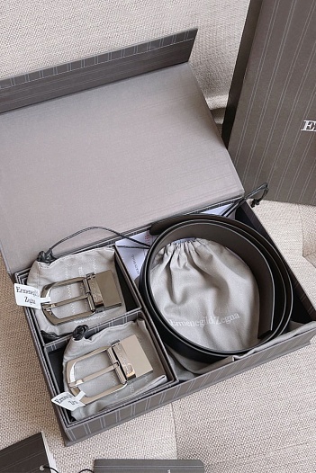 Двусторонний кожаный ремень Zegna Premium (длина 110 см, ширина 3.5 см)   