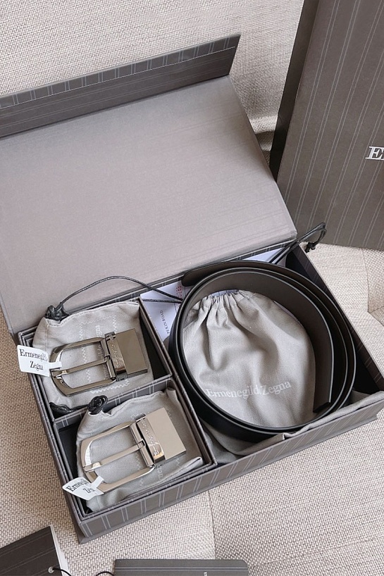 Двусторонний кожаный ремень Zegna Premium (длина 110 см, ширина 3.5 см)