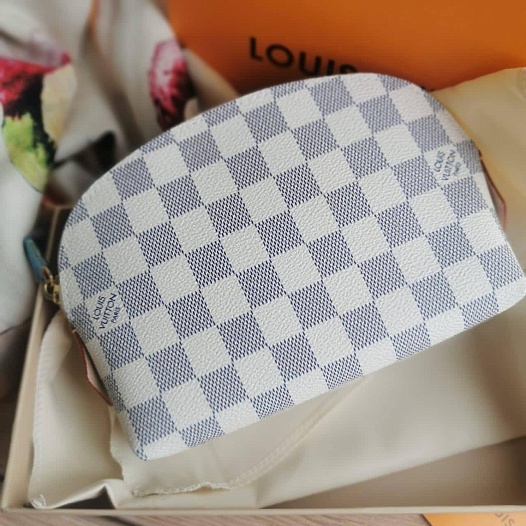 Кожаная косметичка Louis Vuitton Pouch PM Damier Azur Canvas 19x12 см - Black   
