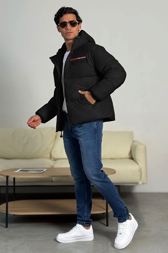 Мужской пуховик Prada Linea Rossa - Black