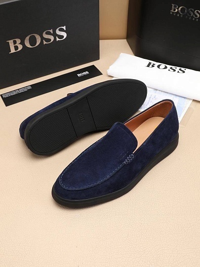 Замшевые лоферы Hugo Boss embossed logo - Navy   
