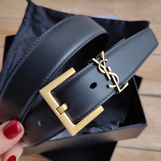 Кожаный ремень Yves Saint Laurent (ширина 3 см, длина 80 / 85 см)   