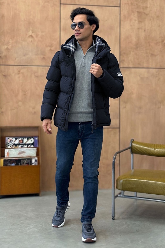 Синяя куртка со съёмными рукавами Burberry Lockwell logo-patch