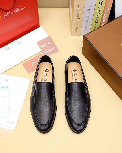 Мужские кожаные лоферы Loro Piana Summer Walk - Black   