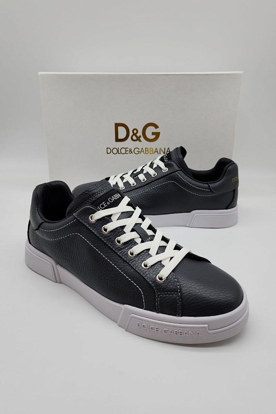 Кожаные кроссовки Dolce & Gabbana Portofino - Black / White