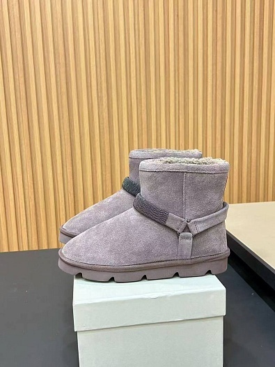 Женские замшевые угги с мехом Brunello Cucinelli Monili Premium   