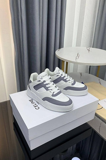Женские кожаные кроссовки Celine - Grey / White   