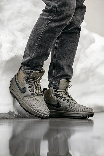 Кроссовки с мехом Nike Lunar Force 1 Duckboot - Green   