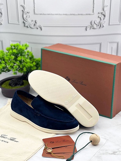 Замшевые лоферы Loro Piana Summer Walk - Blue   