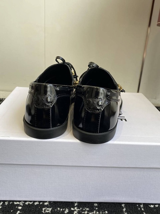 Женские кожаные лоферы Celine premium - Black