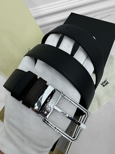 Двусторонний кожаный ремень Montblanc Premium (ширина 3.5 см)   