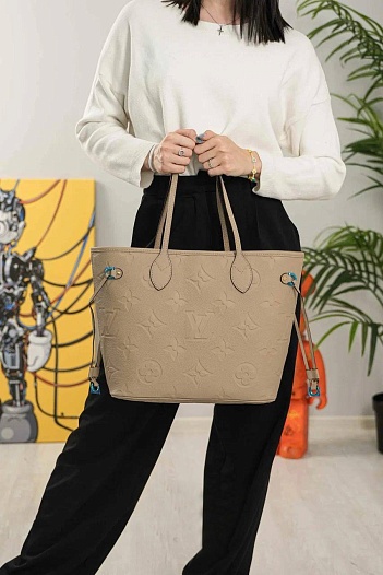 Кожаная сумка Louis Vuitton Neverfull MM Premium 31x28x14 см   