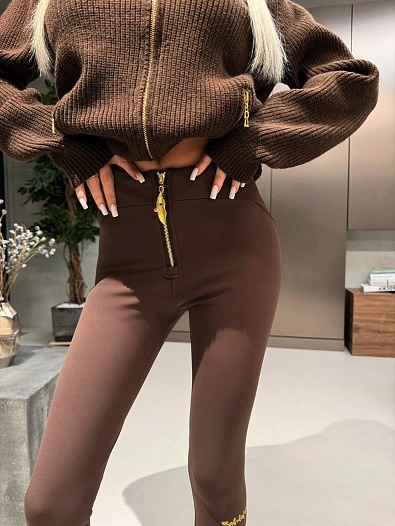 Женские утеплённые леггинсы на флисе Schiaparelli premium - Brown   