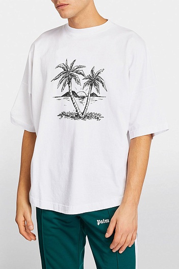 Оверсайз футболка Palm Angels "Sunset Palms" - White   