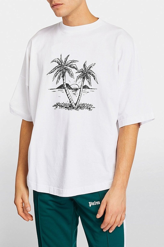 Оверсайз футболка Palm Angels "Sunset Palms" - White