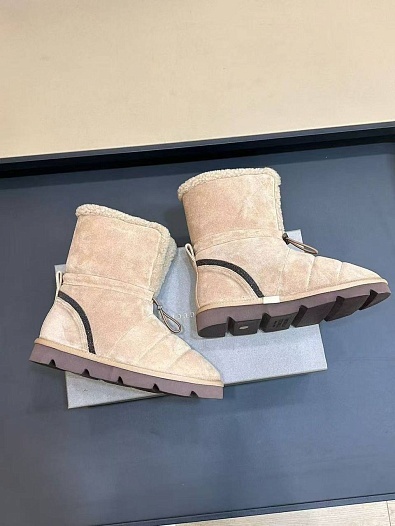 Женские замшевые угги с мехом Brunello Cucinelli Monili Premium   