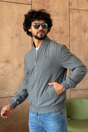 Мужской бомбер Zegna серого цвета   