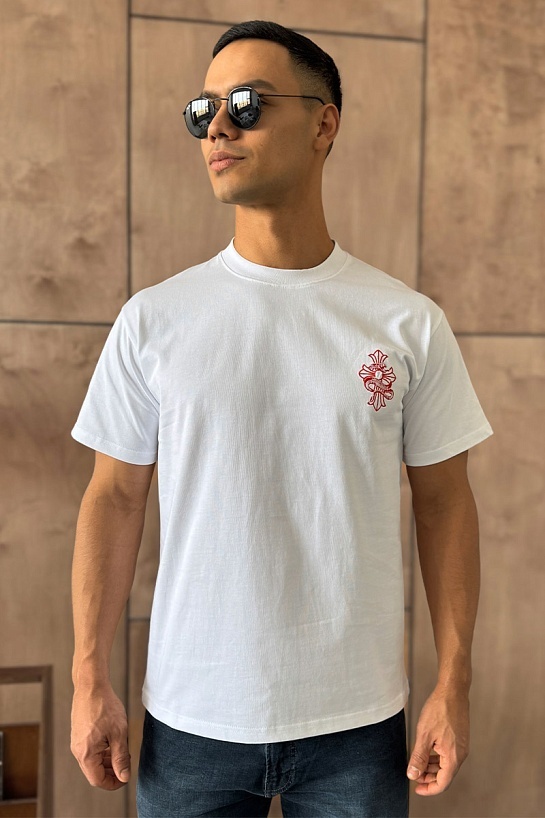 Белая оверсайз футболка Chrome Hearts