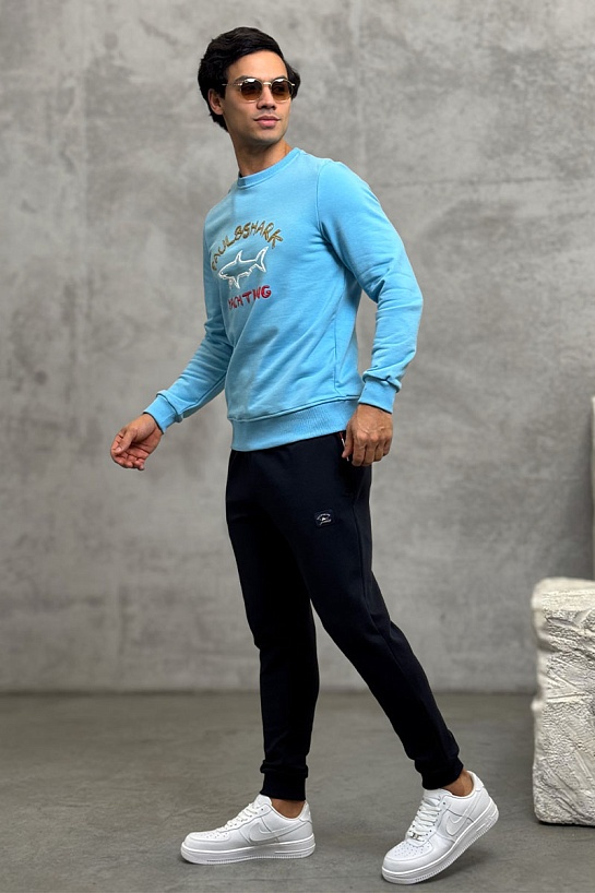 Свитшот голубого цвета Paul & Shark logo-print