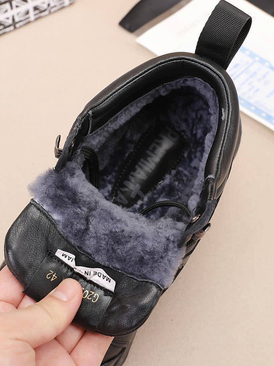 Кожаные кроссовки с мехом Premiata high-top - Black