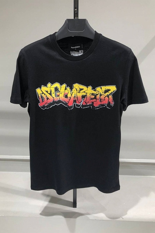 Мужская чёрная футболка Dsquared2 logo-print