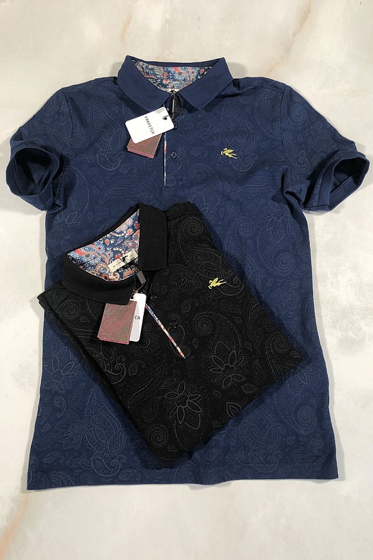 Чёрное мужское поло Etro embroidered-logo