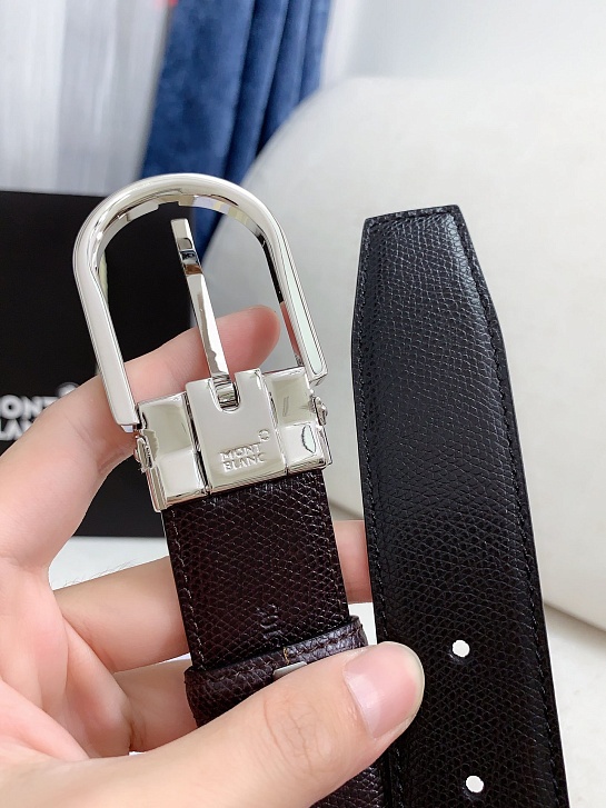 Двусторонний кожаный ремень Montblanc Premium (ширина 3.4 см)