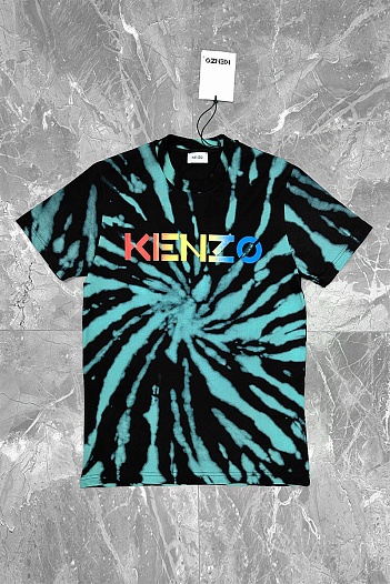 Мужская чёрная футболка Kenzo Logo Tie-Dye   