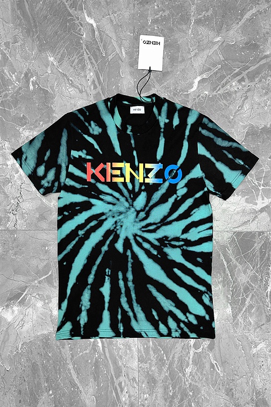 Мужская чёрная футболка Kenzo Logo Tie-Dye