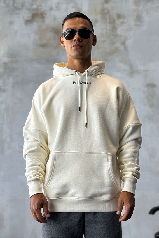 Утеплённое оверсайз худи Palm Angels Classic Logo - White