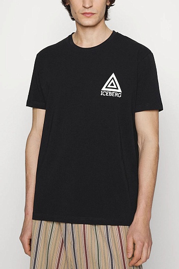 Мужская чёрная футболка Iceberg triangle logo-print   