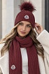 Комплект из шапки и шарфа бордового цвета Moncler logo-patch