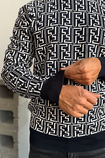 Тёмно-синий джемпер Fendi FF Monogram   