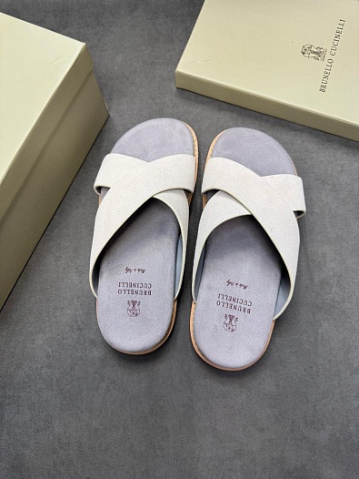Замшевые шлёпанцы Brunello Cucinelli Crossover - Beige   