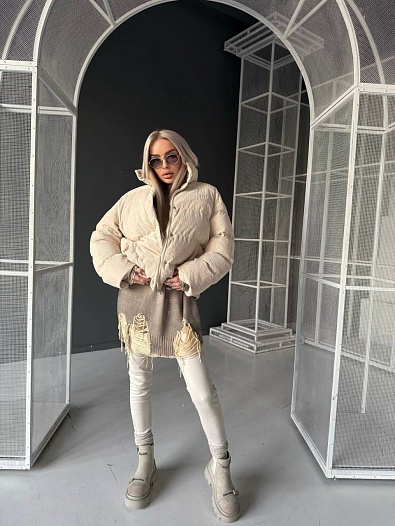 Женская бежевая вельветовая куртка MIU MIU   