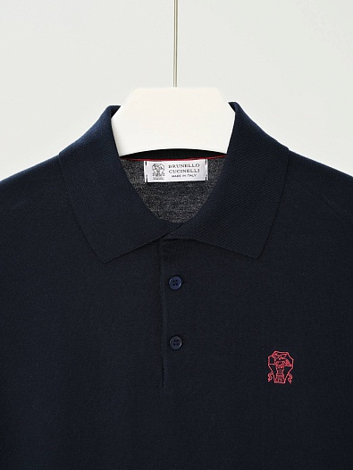 Мужское тёмно-синее поло Brunello Cucinelli premium   