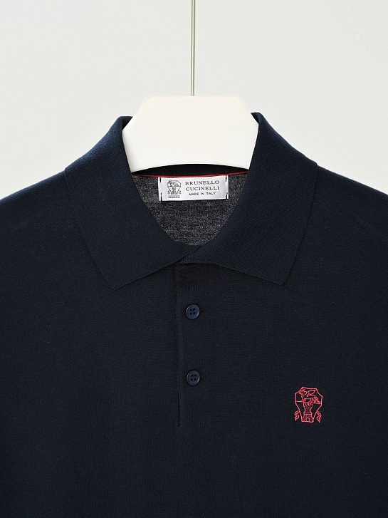 Мужское тёмно-синее поло Brunello Cucinelli premium