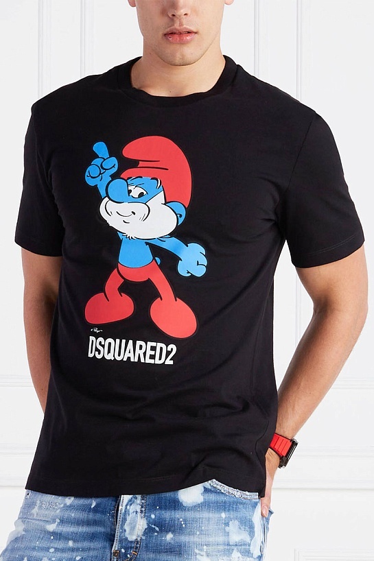 Чёрная футболка Dsquared2 smurfs graphic-print