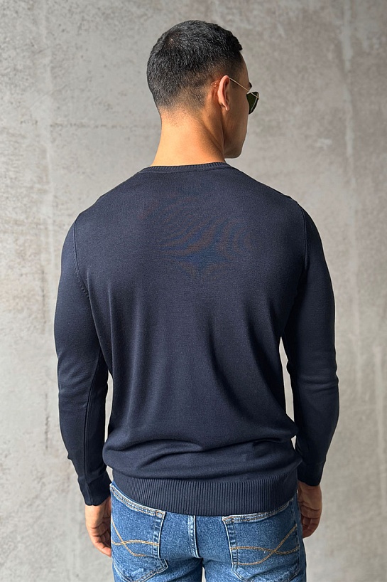 Синий мужской джемпер Prada logo-embroidered