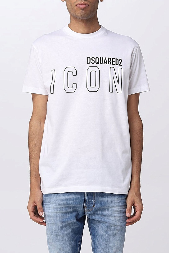Мужская белая футболка Dsquared2 "ICON"