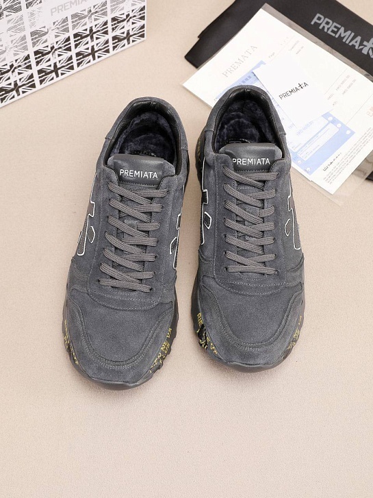 Замшевые кроссовки с мехом Premiata low-top - Grey