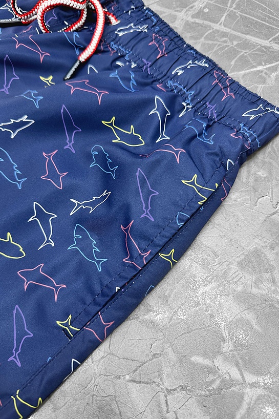 Мужские тёмно-синие шорты Paul & Shark shark-print